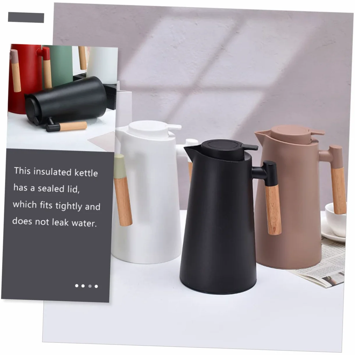 DOITOOL Termo de Vidrio al Vacío para Café y Té Botella de Agua Portátil Asa para Bebidas Frías y Calientes para Camping y Hogar