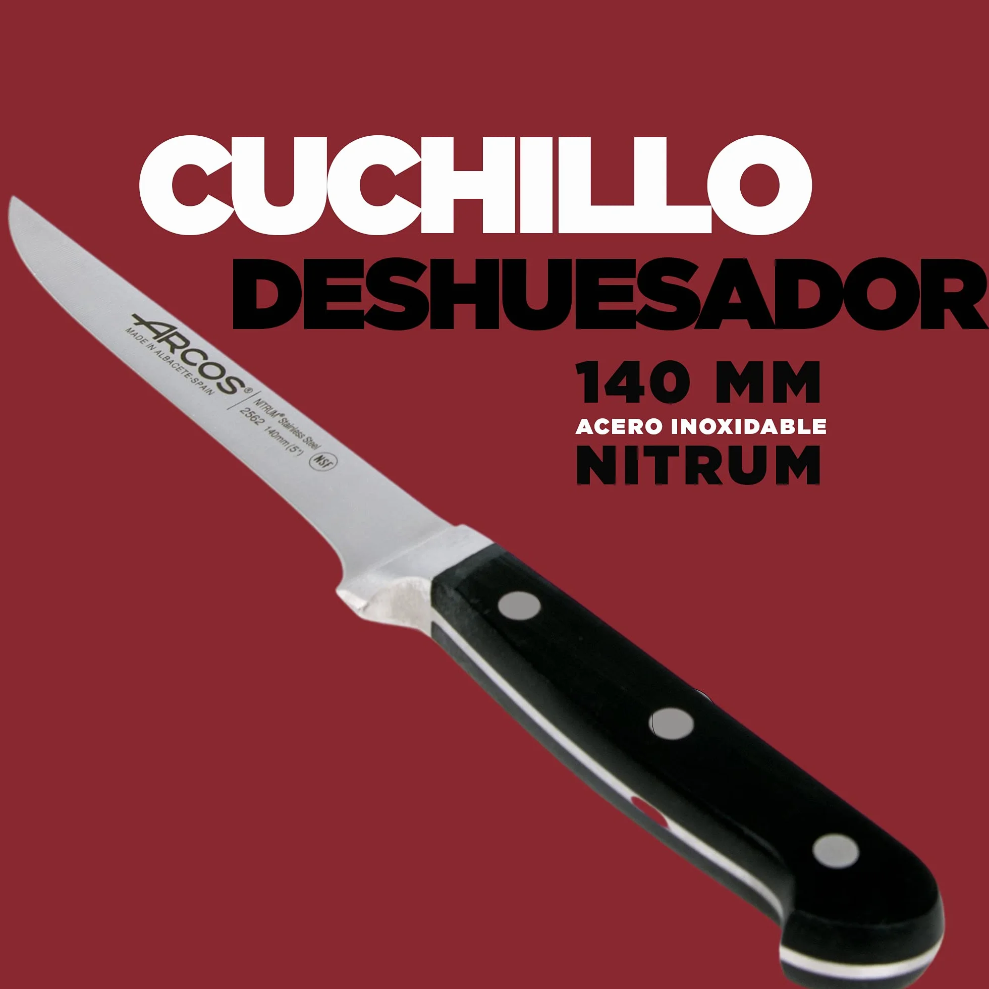 Arcos | Cuchillo Jamonero Cuchillo deshuesador | 2 Uds | Set cuchillos jamoneros 250 mm y cuchillo deshuesador (140 mm) jamonero profesional | cuchillo carnicero profesional | Eco