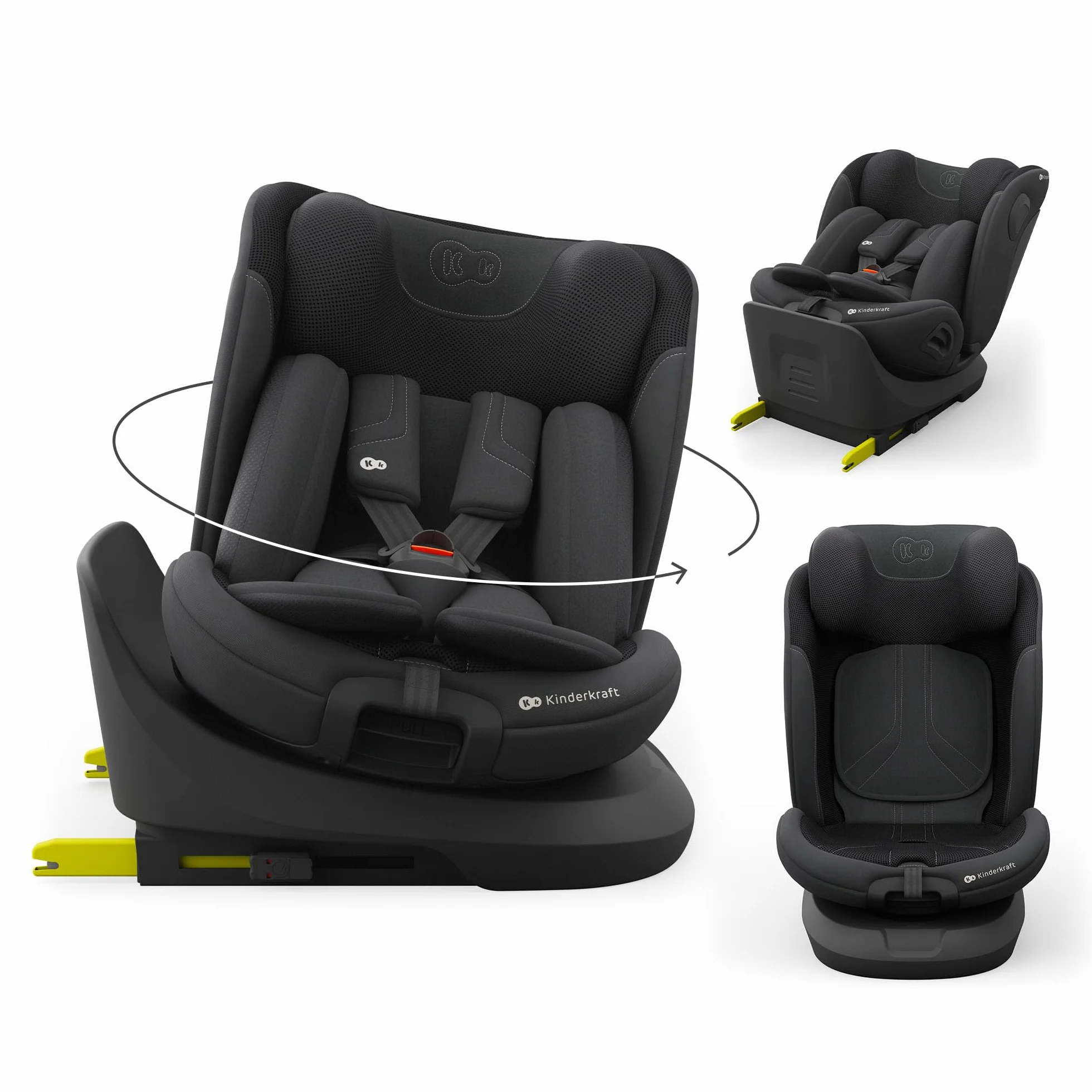 Kinderkraft I-GROW 2 PRO Silla de coche I-SIZE 40-150 cm Isofix 360º Grupo 0+/1/2/3 0-36 kg Negro