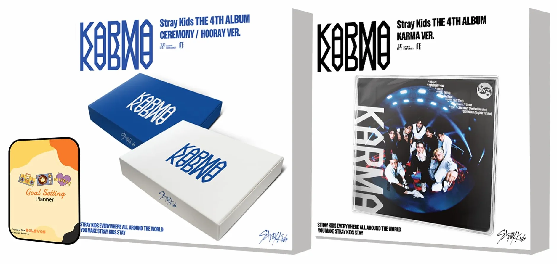 Stray Kids Album - KARMA CEREMONY + HOORAY + KARMA (Limited) Full Album Set+Pre Order Benefits+BolsVos Exclusive Idol-Inspired Giveaways Package