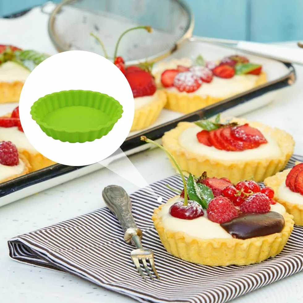 12 Piezas Molde Quiche y Tarta de Silicona Antiadherente - Moldes Tartaletas para Muffin, Tarta Dulce y Pastelería