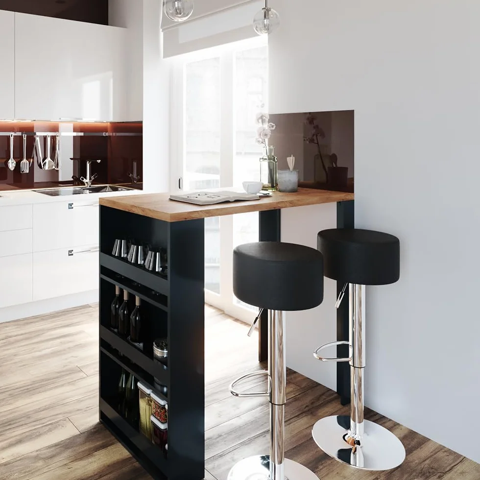 Vicco Mesa de Bar, Roble, 57 x 117 cm, con estantes Abiertos para Guardar Utensilios de Cocina