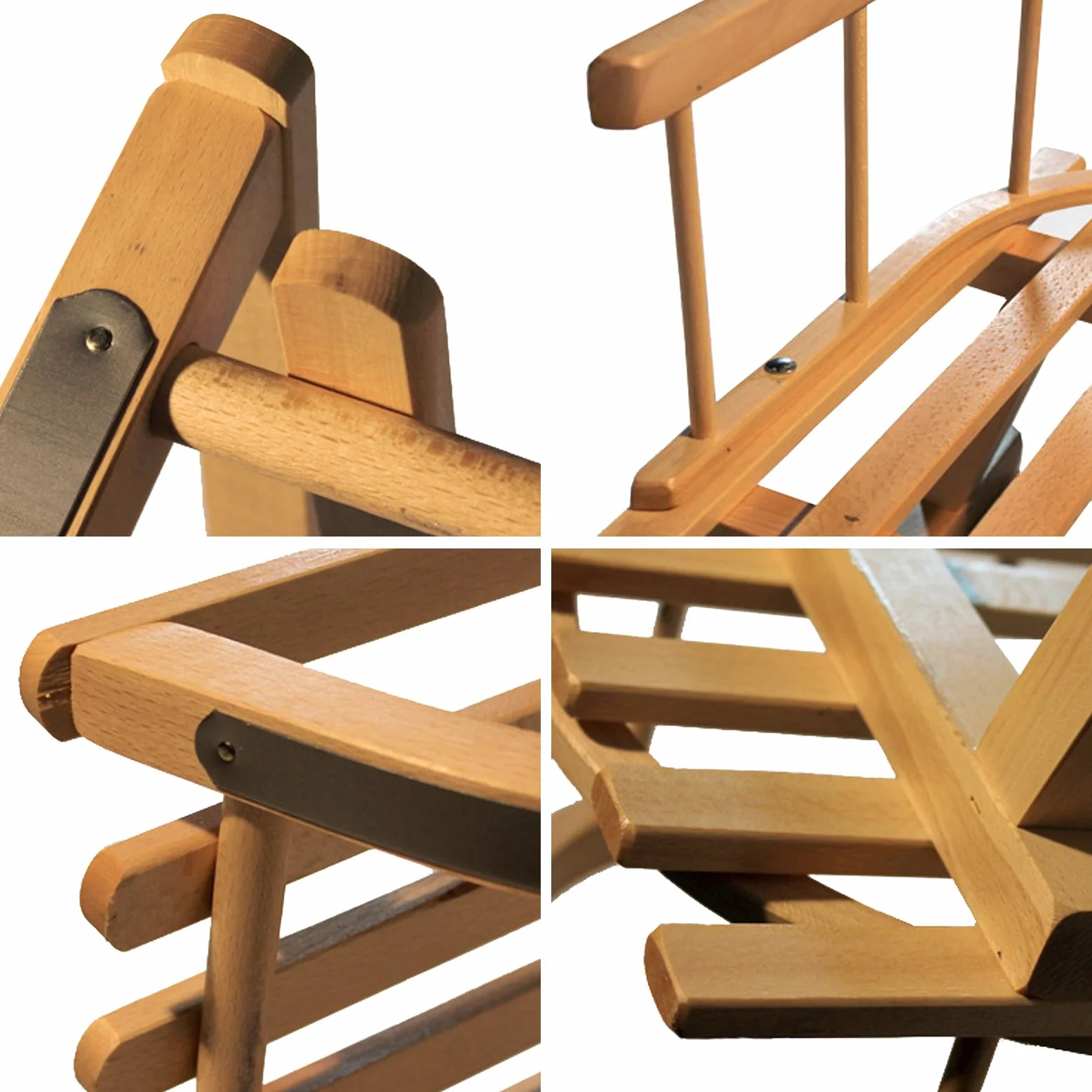 Trineo de madera con respaldo y remolcador para niños