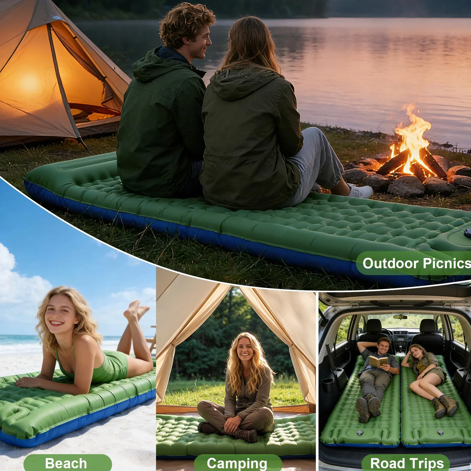 JATEKA Colchoneta Hinchable Ultraligero de 14 cm con Almohada para Camping, Viajes, Playa