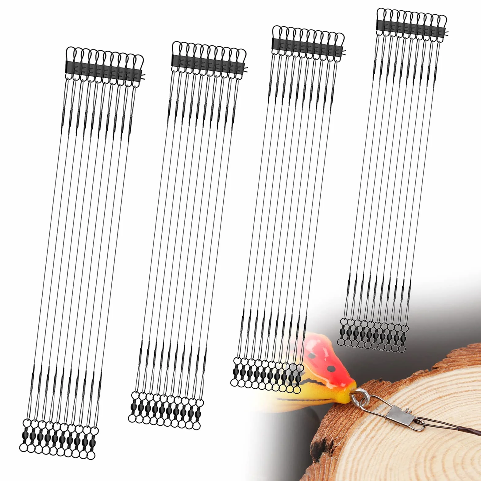 ZoeTekway 40 Piezas Líderes de Pesca Acero Inoxidable Antimordidas Antibobinado con Giratorios Agua Salada Dulce Accesorios