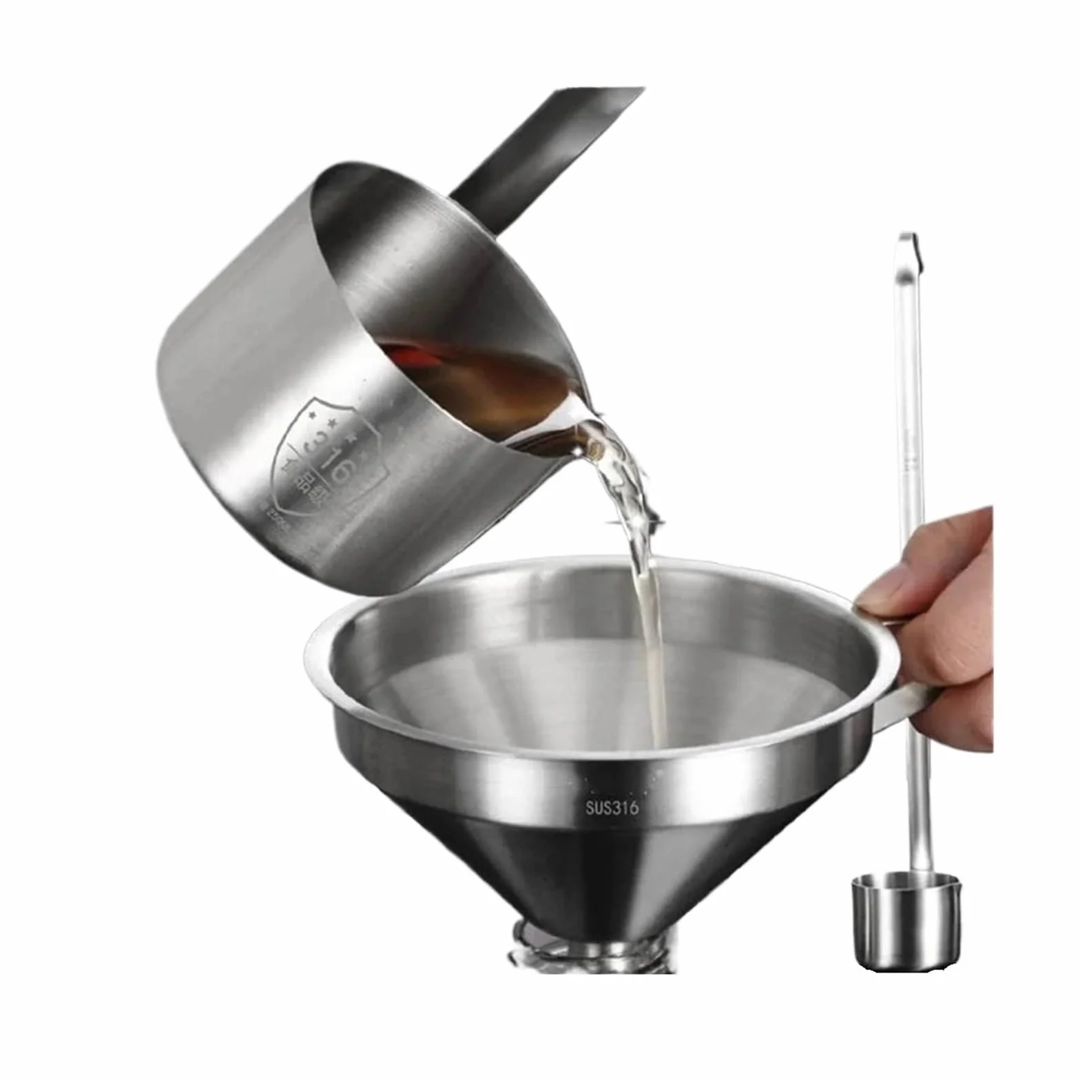 Batidor de Vino de Acero Inoxidable 304, Embudo Sus for Uso doméstico, Cuchara pequeña, Filtro, Cuchara for Preparar Cerveza, Cocina(316 50ml Liquor spoo)