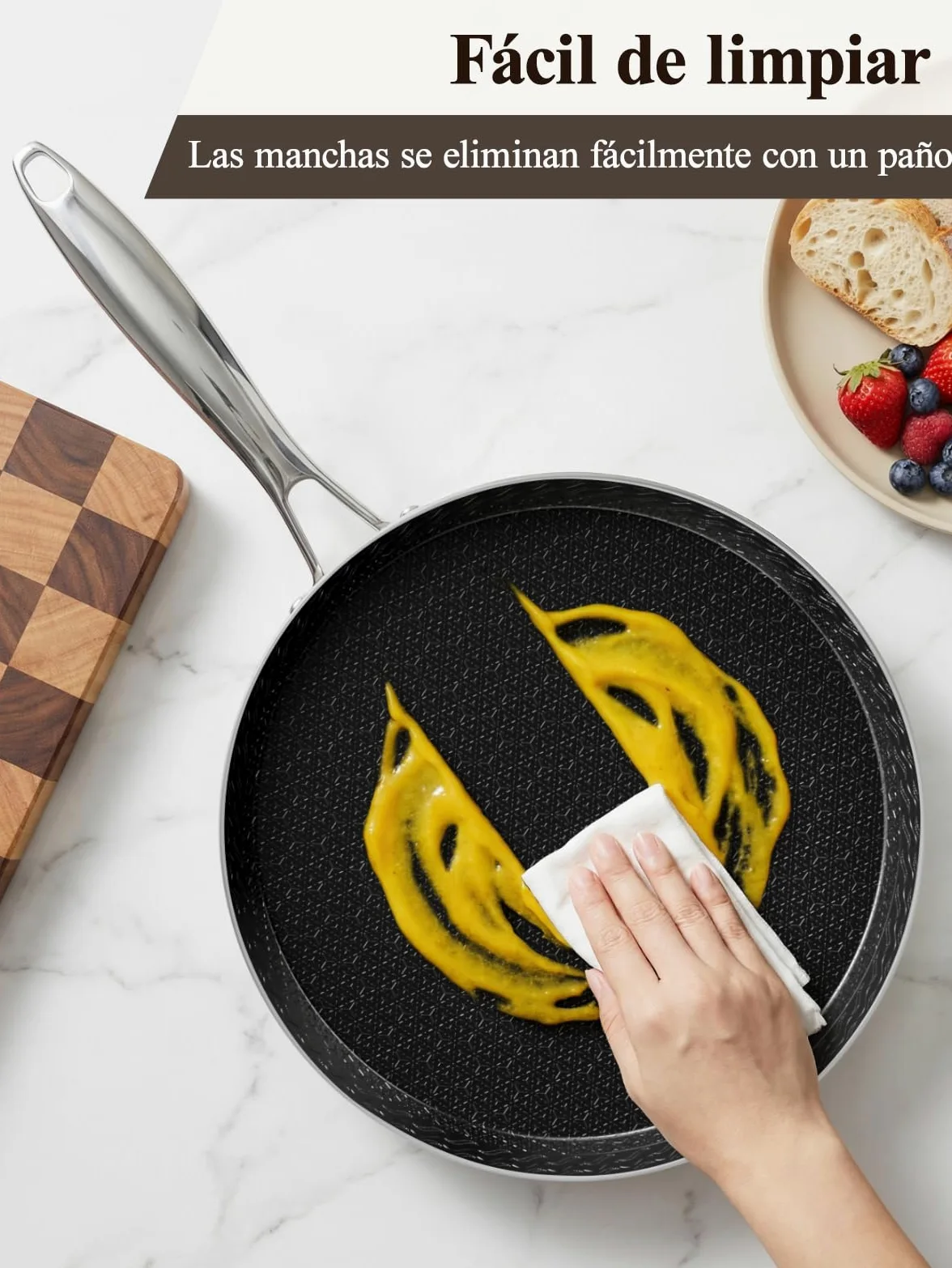 Innerwell Sartén para Crepes de 26 cm de Acero Inoxidable, Antiadherente | Mango de Acero Inoxidable, Apta para Todo Tipo de Cocinas, Incluida la Inducción, Apta para Lavavajillas y Horno, sin PFOA