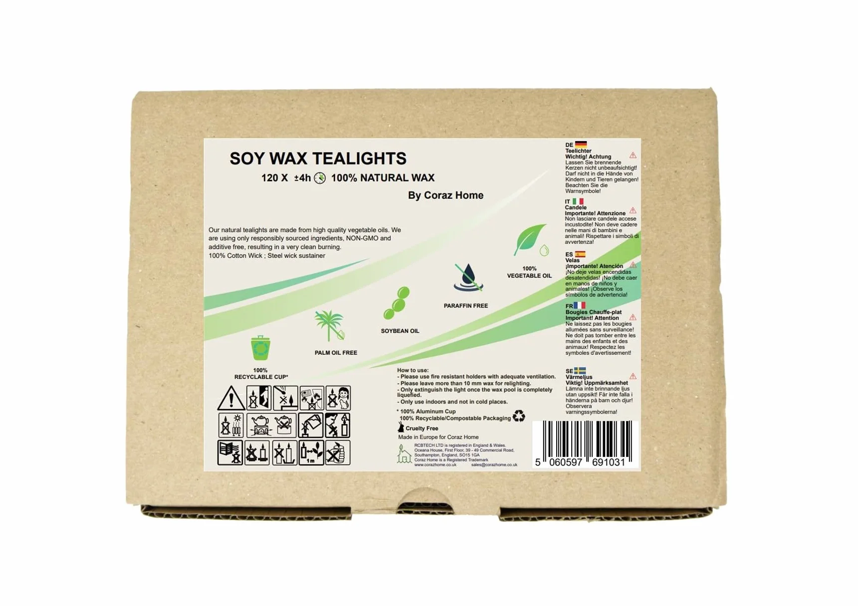 Velas de té naturales sin perfume hechas de velas de cera de soja con 4 u 8 horas de tiempo de combustión Candlelitas Sin parafina en vaso de aluminio reciclable Sin plástico