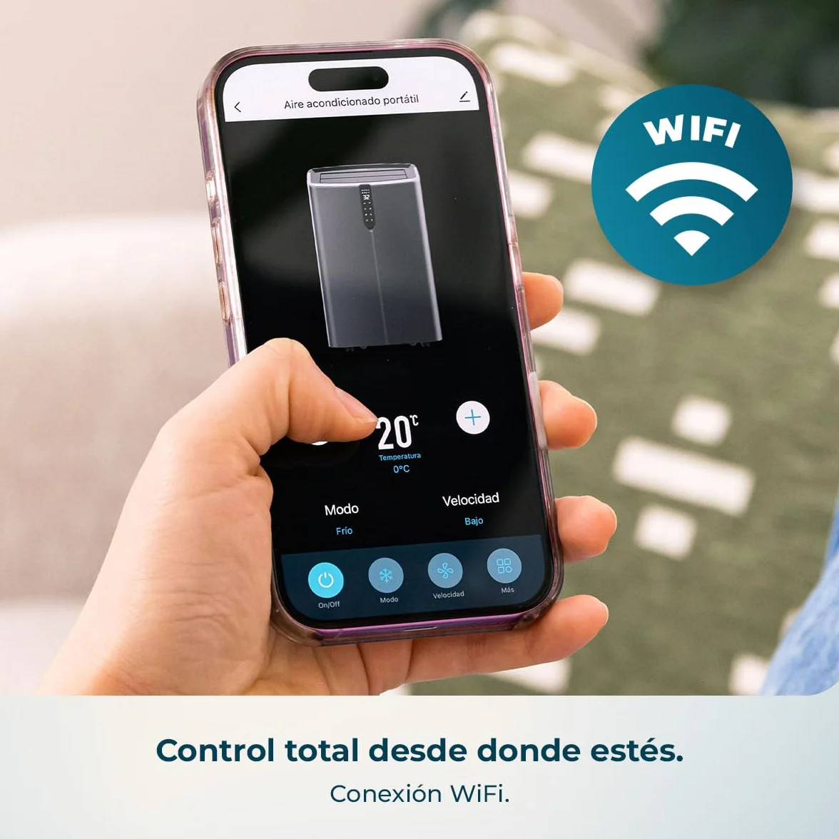 Cecotec Aire Acondicionado Portátil con Bomba de Calor y Wifi ForceClima 14800 Nux Heating Connected. 14000BTU, Mando a Distancia, Pantalla LED, 5 Modos, 3 Velocidades, Temporizador, Cobertura 30-35m²