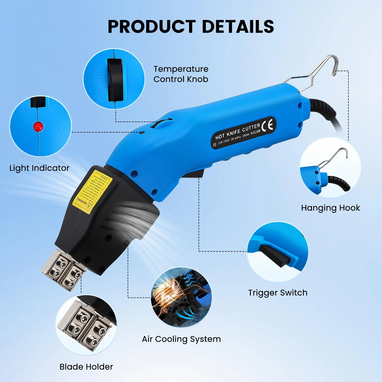 200W 2 IN 1 cortador de espuma Temperatura ajustable 0-600℃ Ancho de ranurado 16cm refrigeración por aire corte de espuma de poliestireno para bricolaje