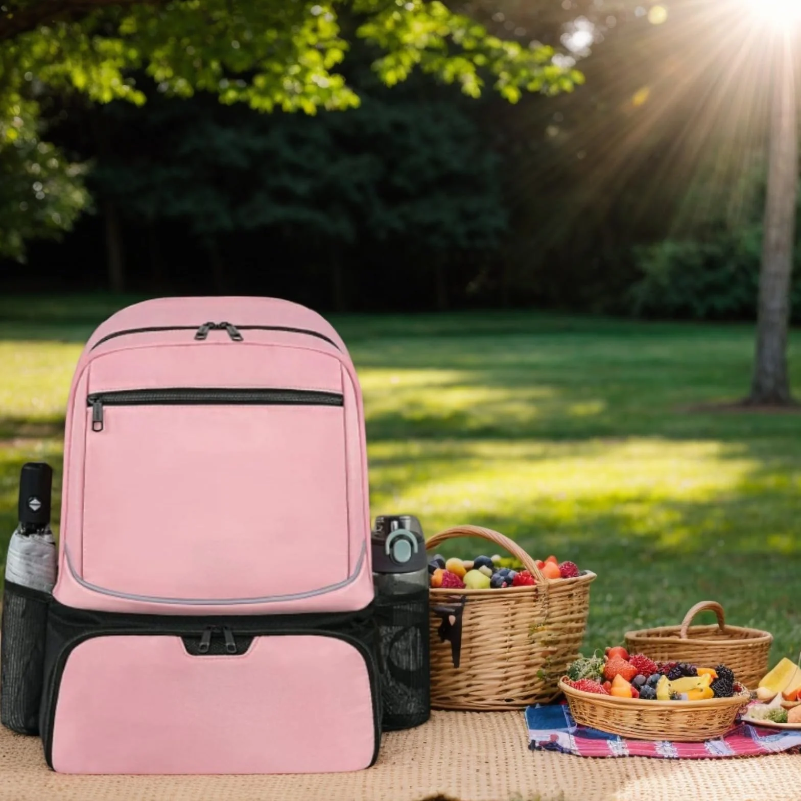 Bolsa de tenis con gancho para valla, compartimento separado para zapatos, bolsillo de malla para pelotas