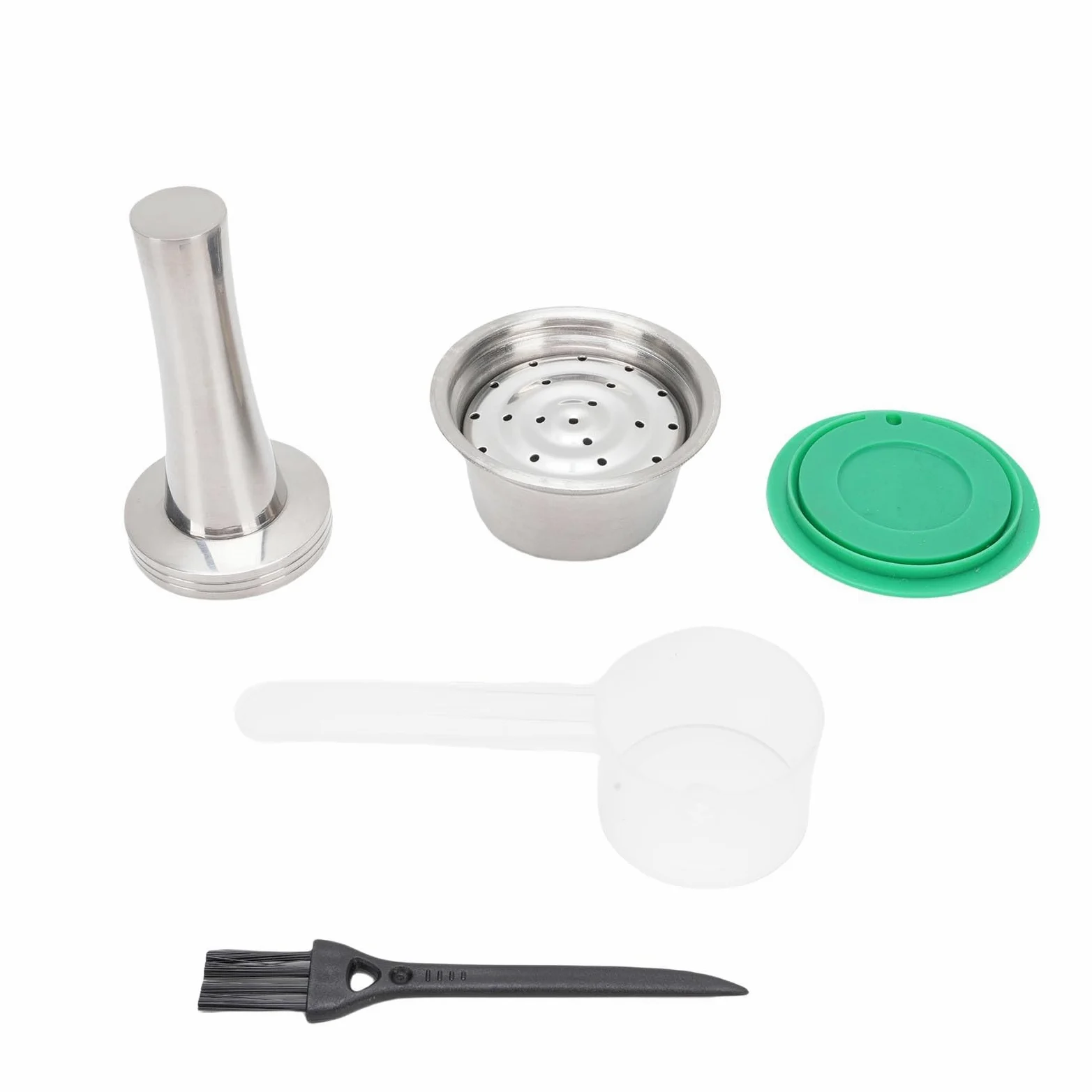 Fdit Juego Reutilizable de Cápsulas de café de Acero Inoxidable para una Experiencia de café Personalizada con Prensador y Cepillo de Limpieza - 1 Unidad