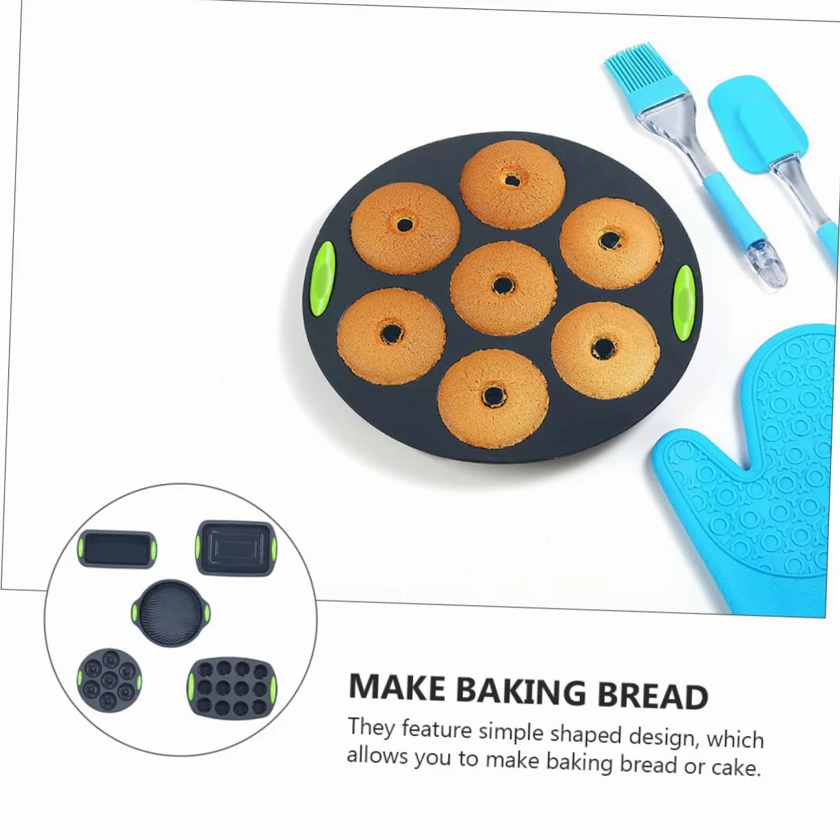 Kit de 5 Moldes de Silicona Flexibles para Hornear Pasteles y Bizcochos, Fáciles de Limpiar, Adecuado para Amantes Repostería en Cocina