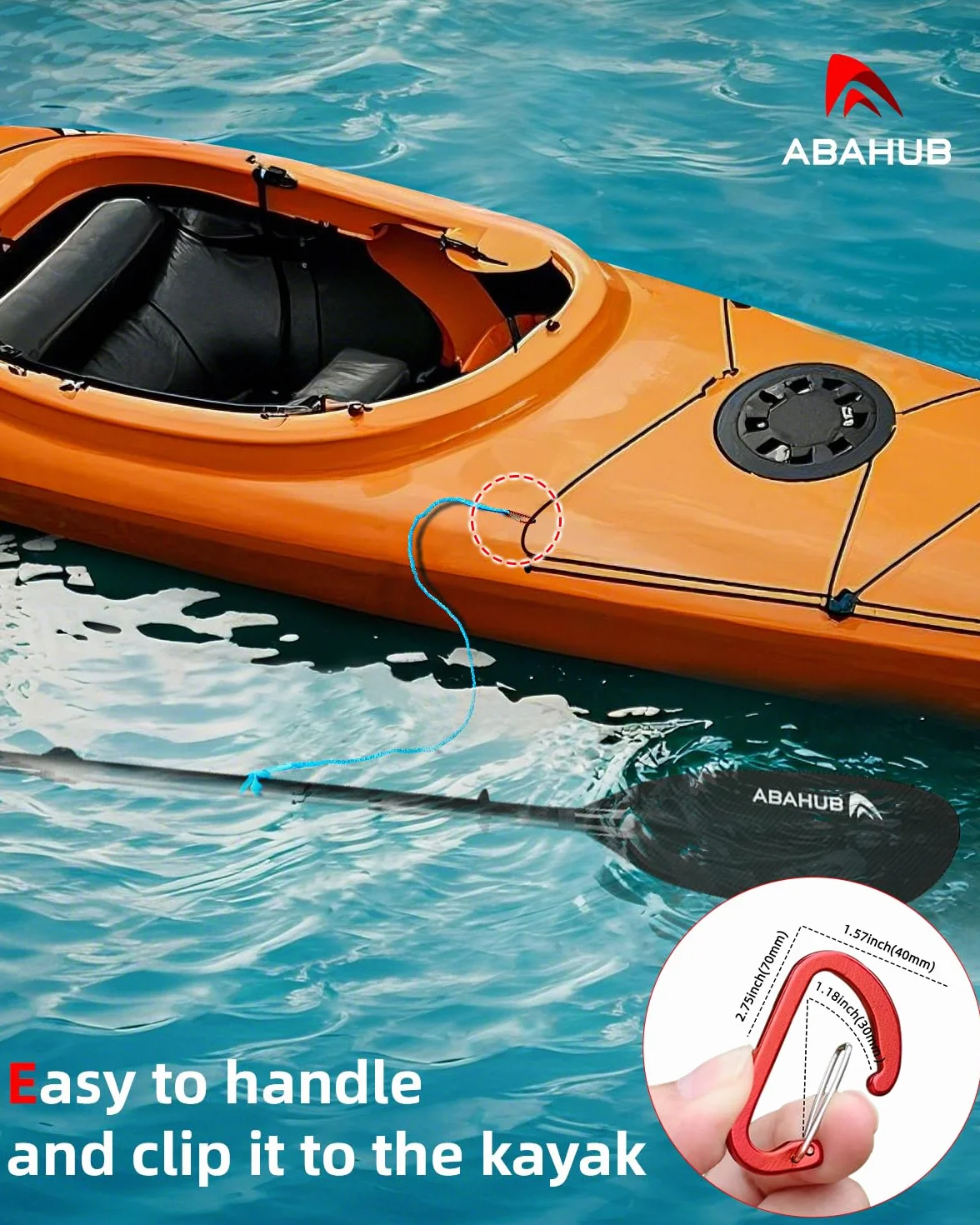Abahub Paddle Leash Kayak Sup 150-210cm Elastic Correa Seguridad Mosquetón