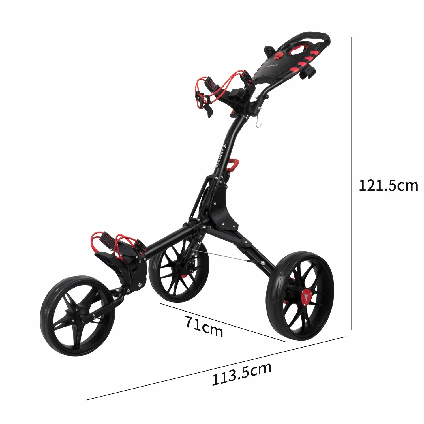 Carrito de golf Newfly 3 ruedas ultraligero plegable con freno de pie soporte para paraguas