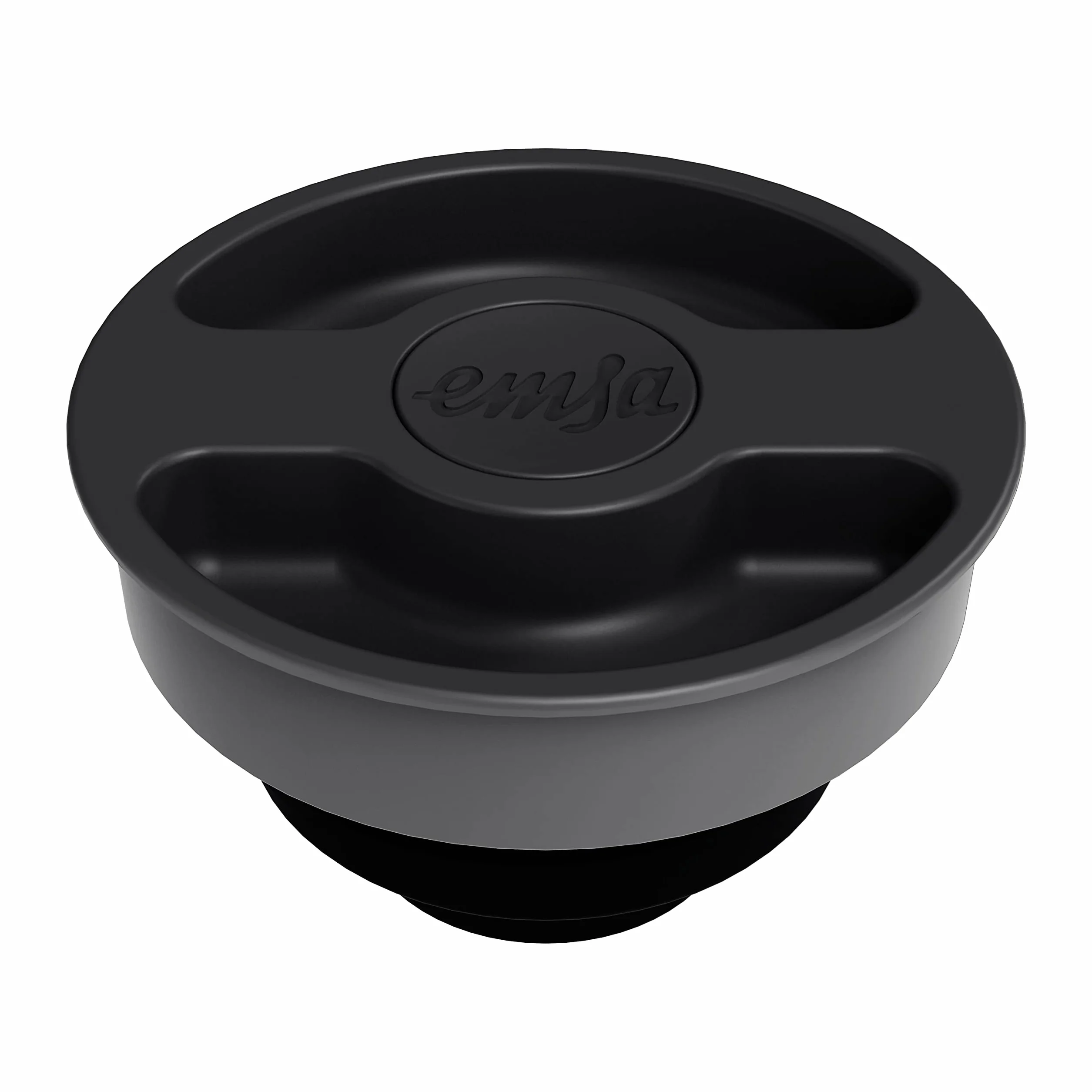 Emsa N41707 Motiva Jarra isotérmica, 1 litro, plástico, cierre de presión rápida, 12 h caliente, 24 h frío, matraz de cristal, fabricado en Alemania, diseño nórdico, color negro