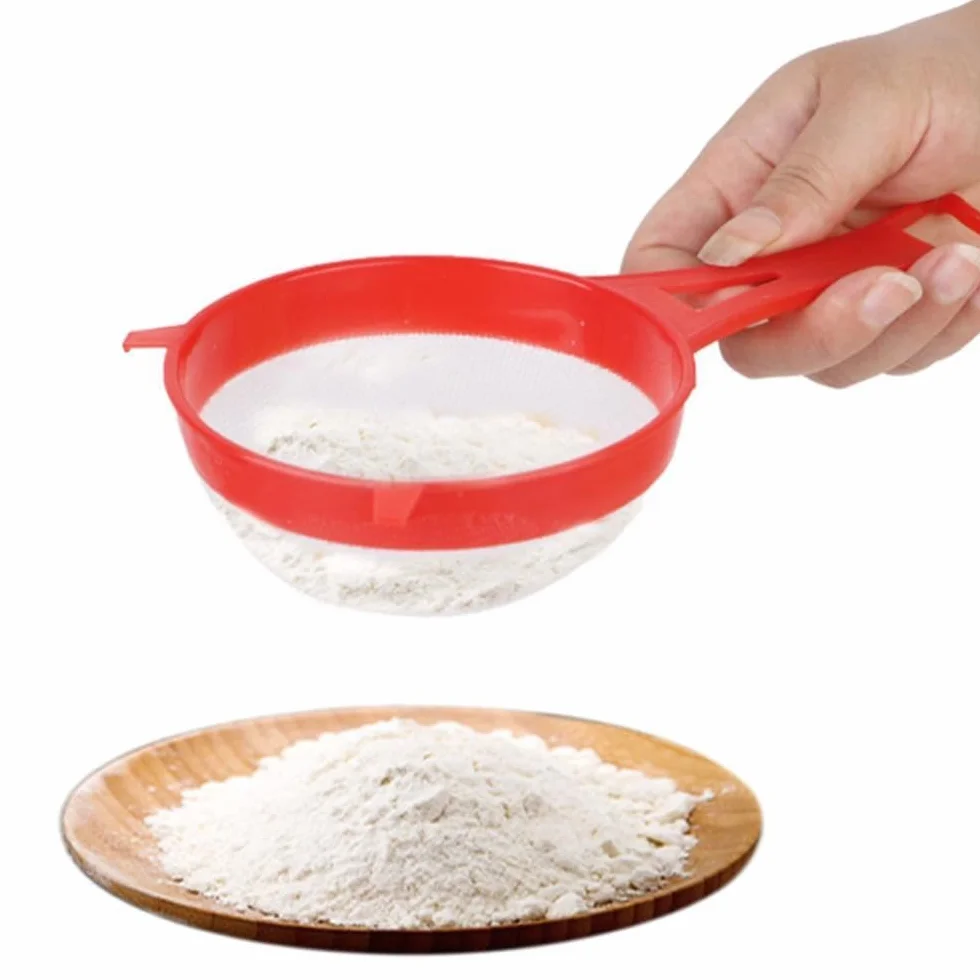 Juego de 4 Coladores de Malla Fina de Plástico con Mango Largo para Harina, Leche de Soja, Yogur, Té, Jugo, Azúcar - Herramientas de Cocina Multiusos