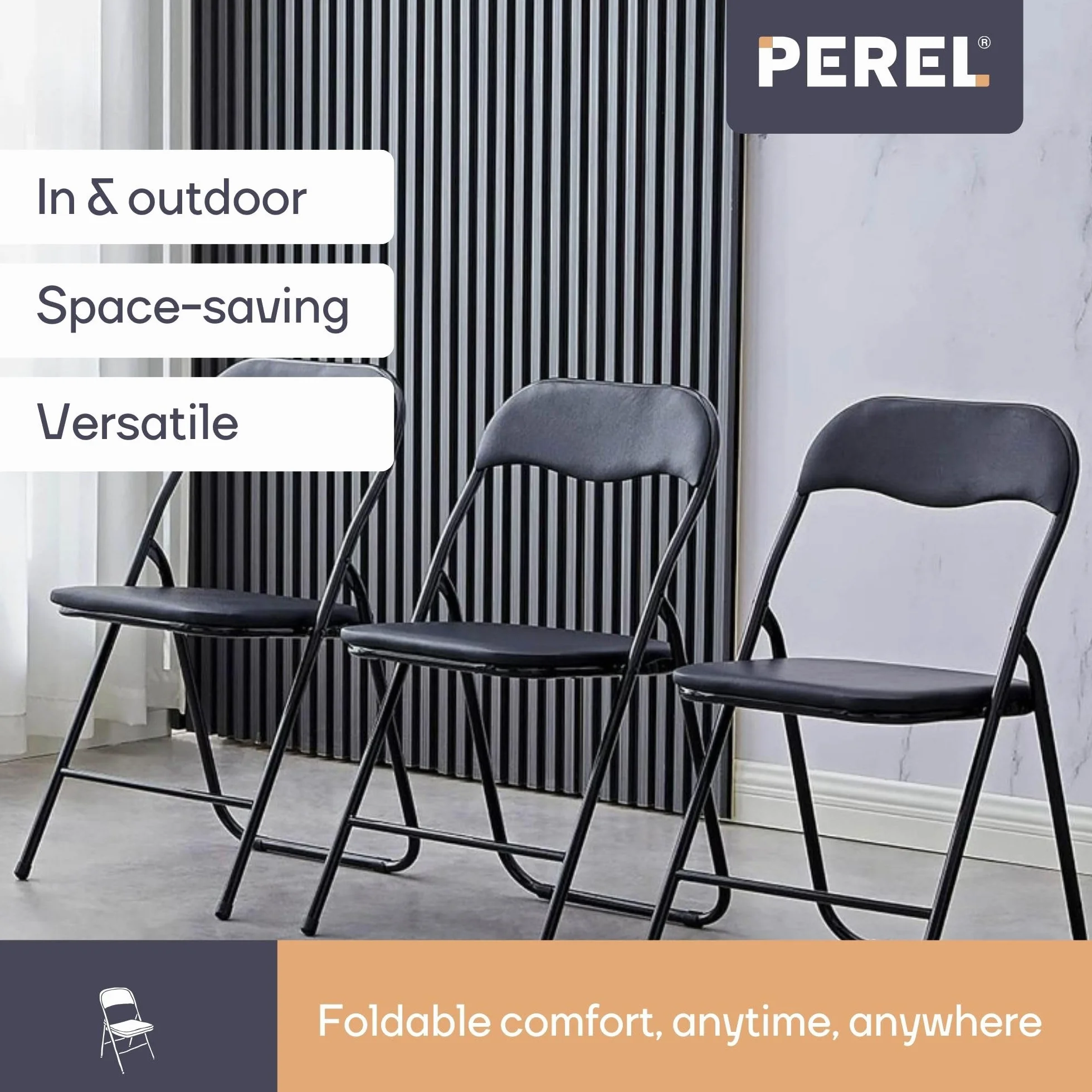 Velleman FP168B - Silla plegable, 38 x 43 x 78 cm, Negro