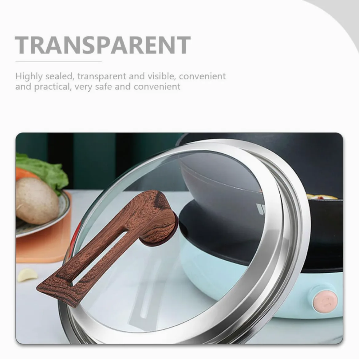 FRCOLOR Tapa para Ollas y Sartenes de Acero Inoxidable Vidrio Transparente, Diseño Creativo y Alta Estanqueidad para Cocina Práctica y Anti-derrame
