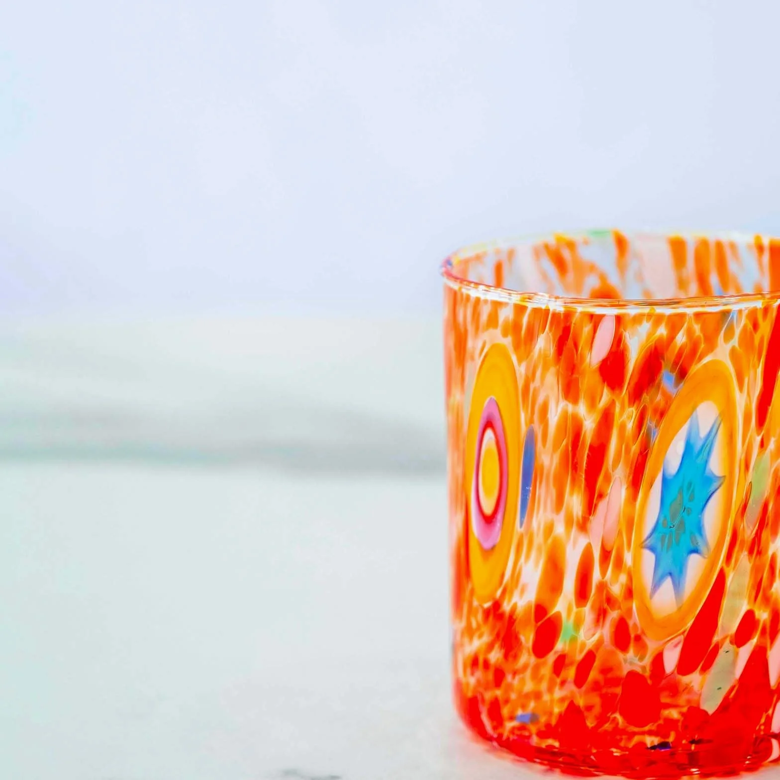 MurArt Vasos de Murano, juego de 6 vasos de 300 ml, colección Tower, de vidrio soplado a mano de elaboración artesanal Made in Italy