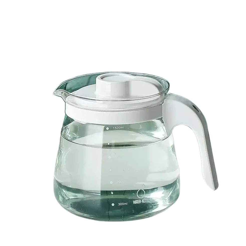 Jarra de agua Jarra de agua de gran capacidad Tetera de vidrio transparente resistente al calor con asa Recipiente for jugo de bebidas Hervidor de agua for el hogar Olla de vidrio(Blanco)