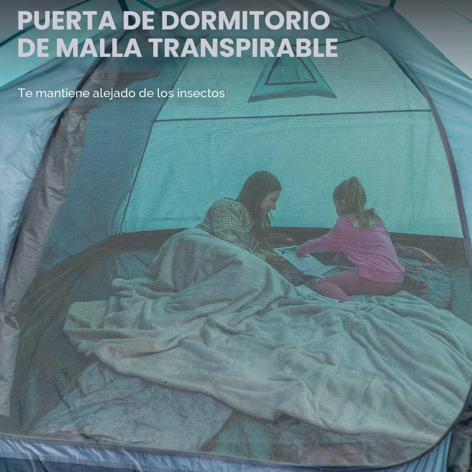 Tienda de campaña impermeable 4000 mm para 3-4 personas con toldo familiar camping viajes trekking jardín