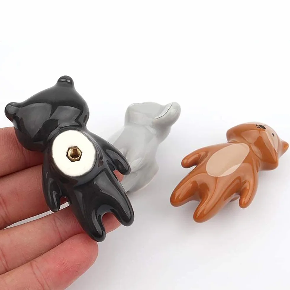 Uulu - Pomos de Cerámica Con Diseño de Animales para Habitación Infantil, Armario y Cajones - Incluye Tornillos