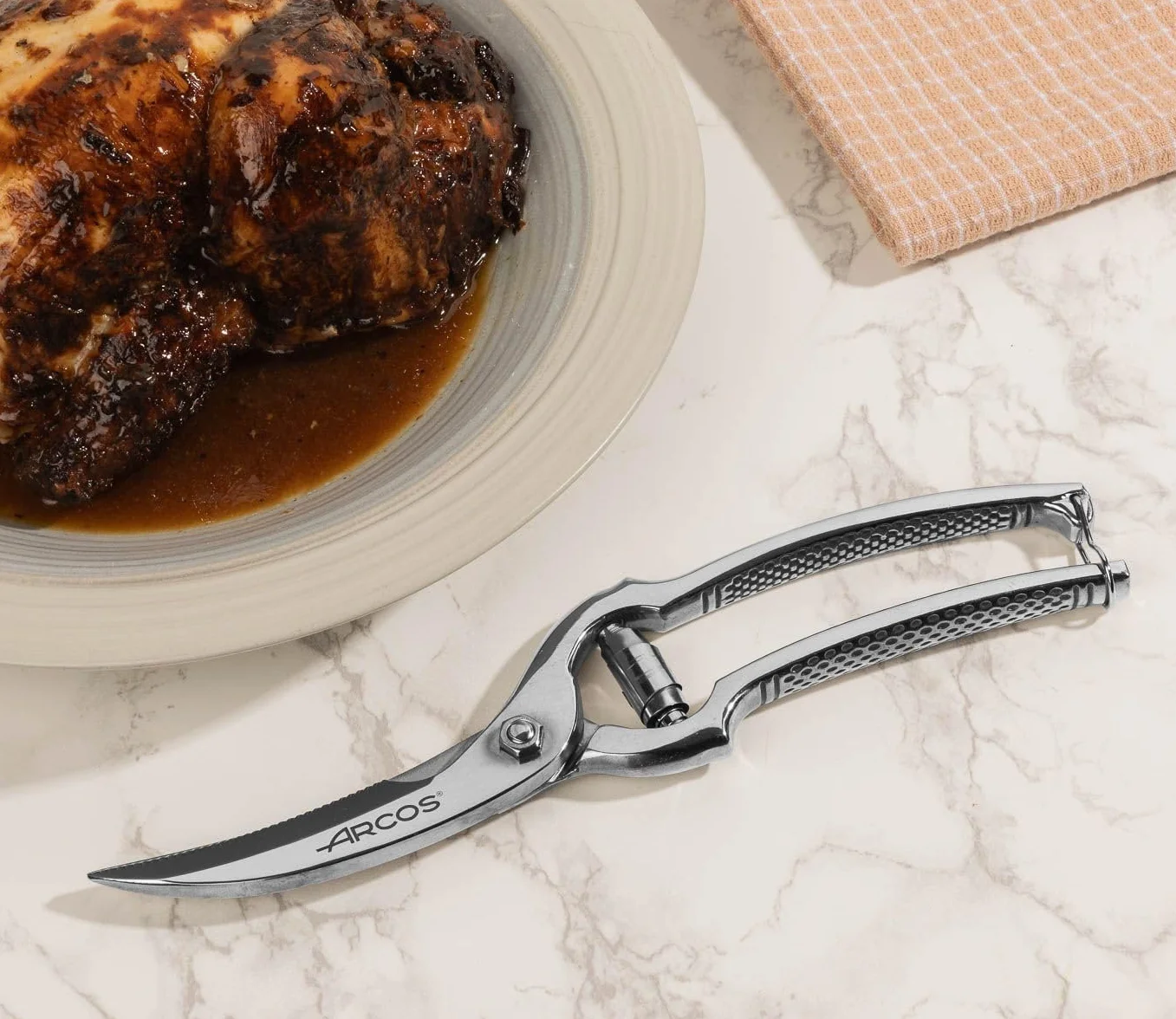 Arcos Serie Ecopro - Tijeras para pollo - Hoja de Acero Inoxidable Forjado de 250 mm - Mango de Acero Inoxidable Forjado - Color Plata