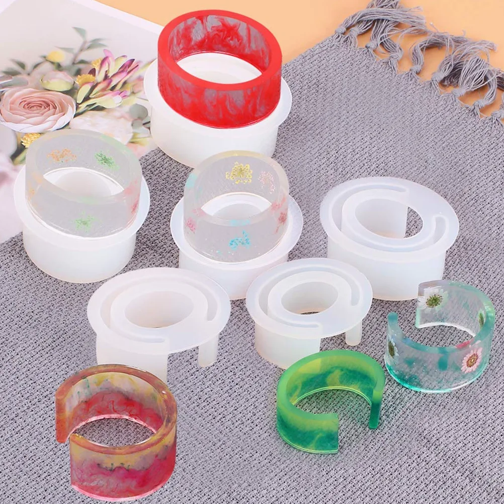 Brazalete Brazalete de Resina Molde de Fundición Silicona Transparente | Herramientas para hacer joyas, silicona transparente, resina fundida, pulsera abierta para puños, flores secas