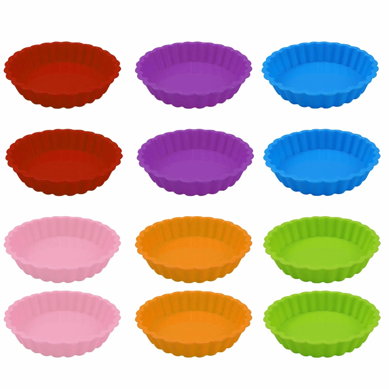 12 Piezas Molde Quiche y Tarta de Silicona Antiadherente - Moldes Tartaletas para Muffin, Tarta Dulce y Pastelería