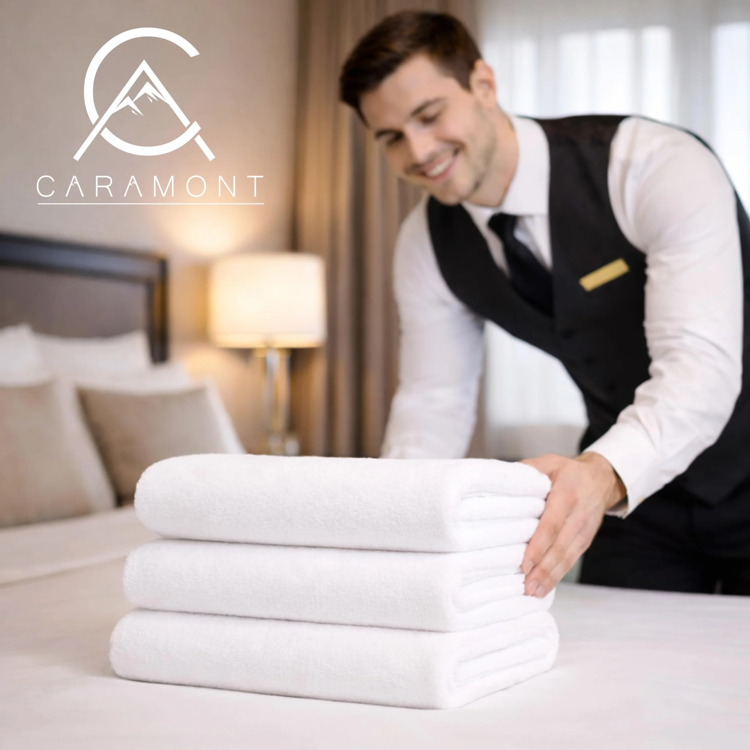Caramont Juego de 6 Toallas de Baño 50x90 cm – 100% Algodón, Ultra Suaves, Muy Absorbentes, Secado Rápido, Calidad Hotelera – Blanco – para Baño, Ducha, Gimnasio, Hotel y SPA