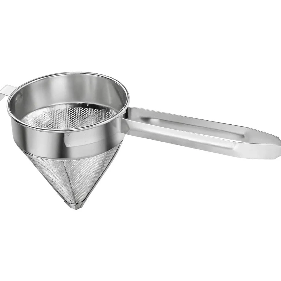 Tamiz de acero inoxidable de malla fina, tamiz cónico de China y colador de puré para cocina y cocina