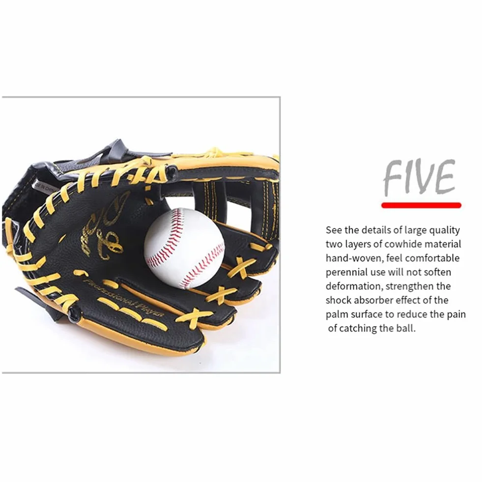 Guante de Béisbol de Piel de Vaca de Doble Capa 12,5 Pulgadas para Adultos