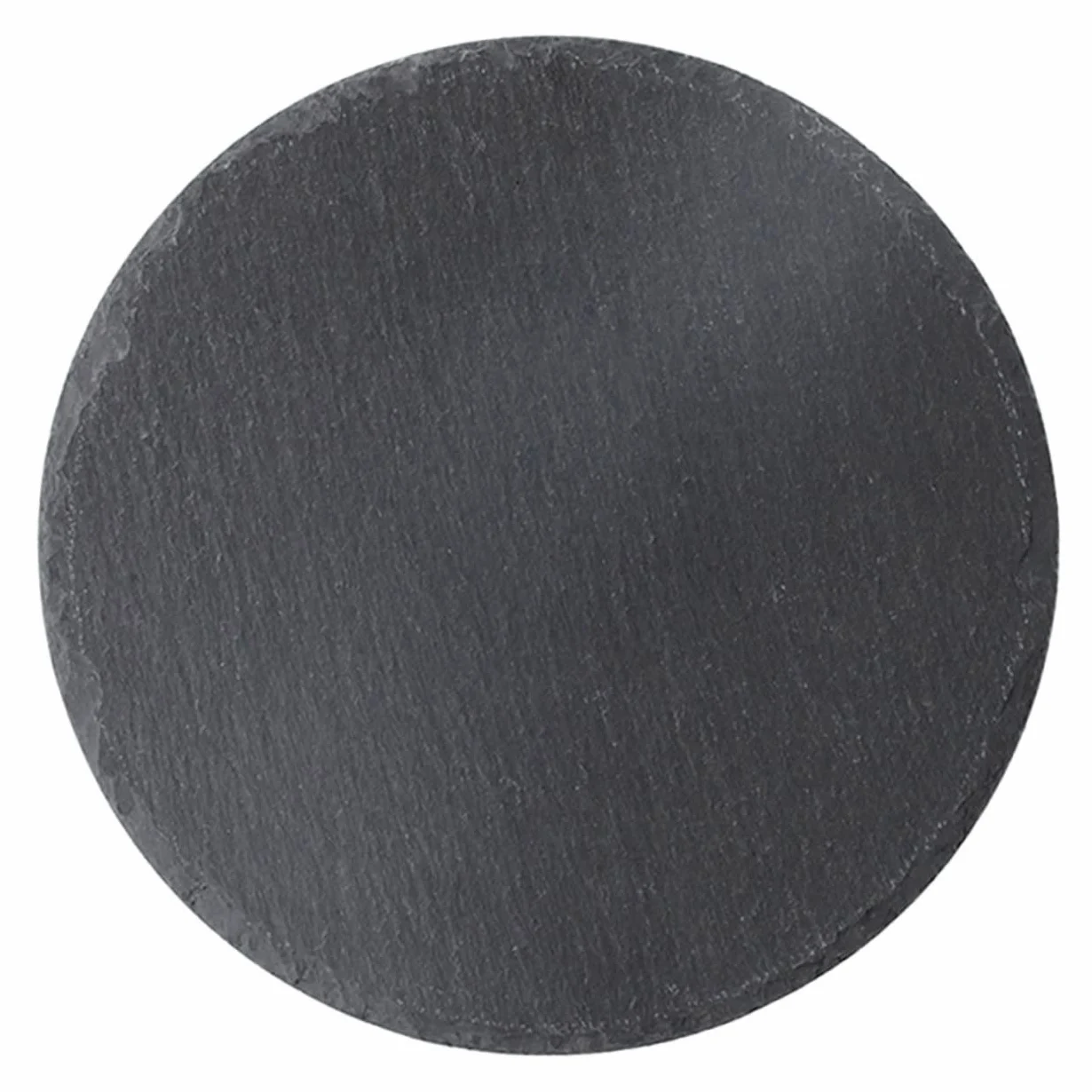 SECFOU Plato Redondo de Pizarra Natural Negro para Servir Comida | Multiuso para Desayuno y Postres, Estilo Rústico Chic, Adecuado para Hotel y Restaurante Occidental