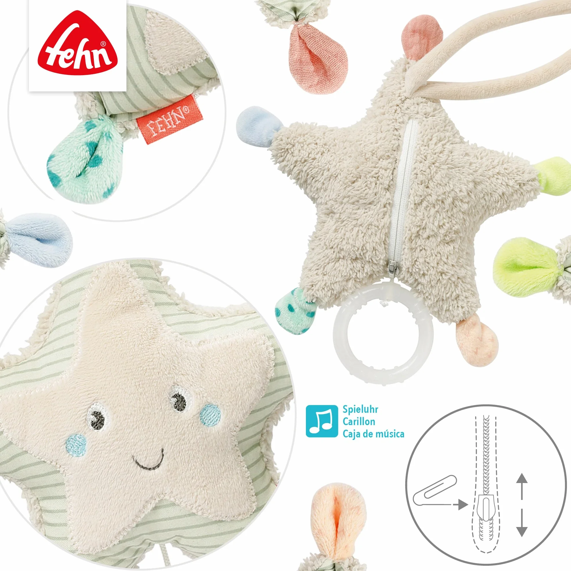 Fehn mini caja de música estrella de mar para bebés desde 0 meses