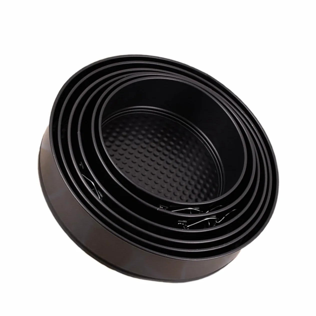 Moldes Redondos Antiadherentes Acero al Carbono 6 Piezas Pasteles | Negro, Aptos para Tarta y Bizcocho, Uso en Casa y Boda, Fondo Tipo Panal