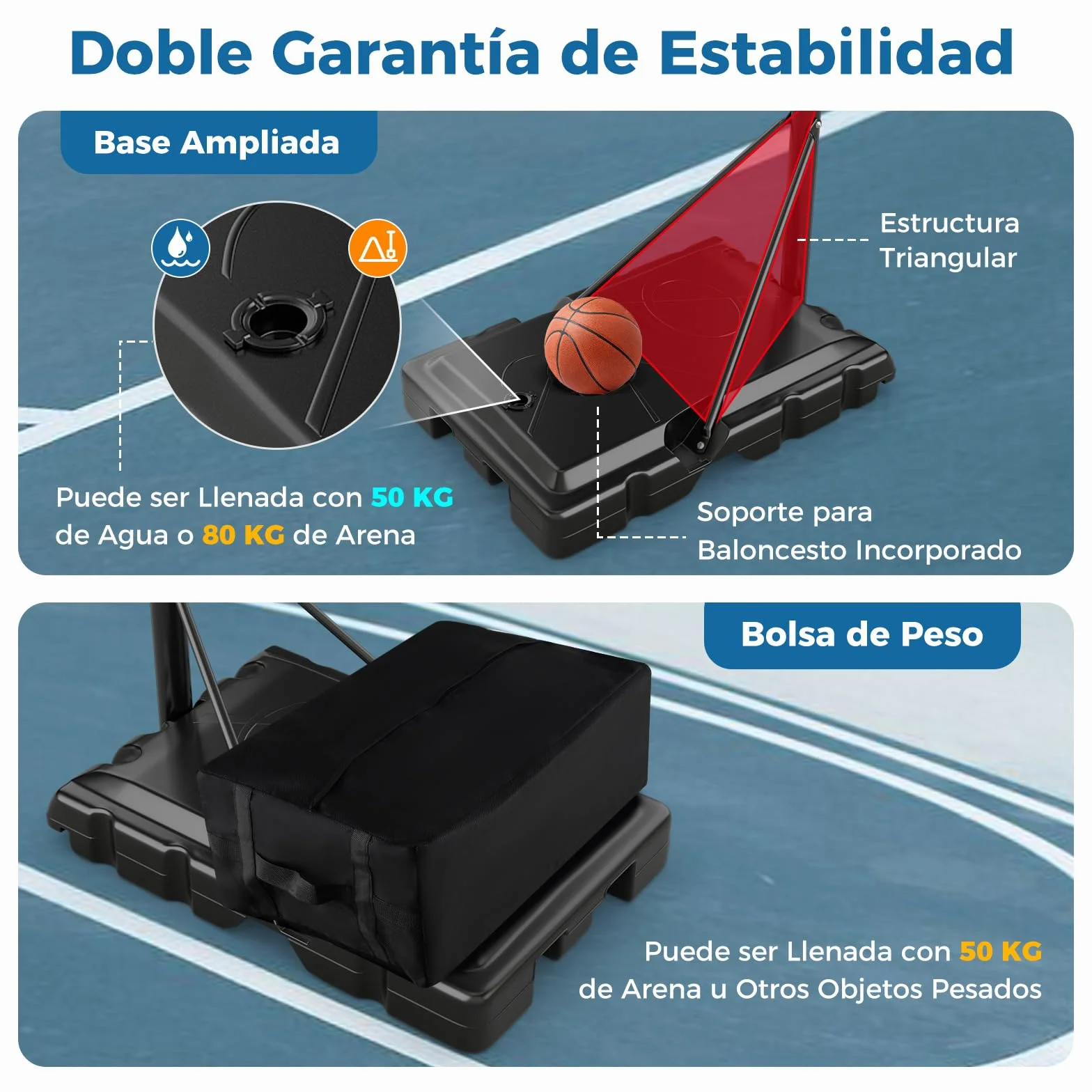 COSTWAY Canasta de Baloncesto Altura Ajustable 10 Niveles 1,49-3,05 M Exterior Interior 2 Ruedas Base Rellenable