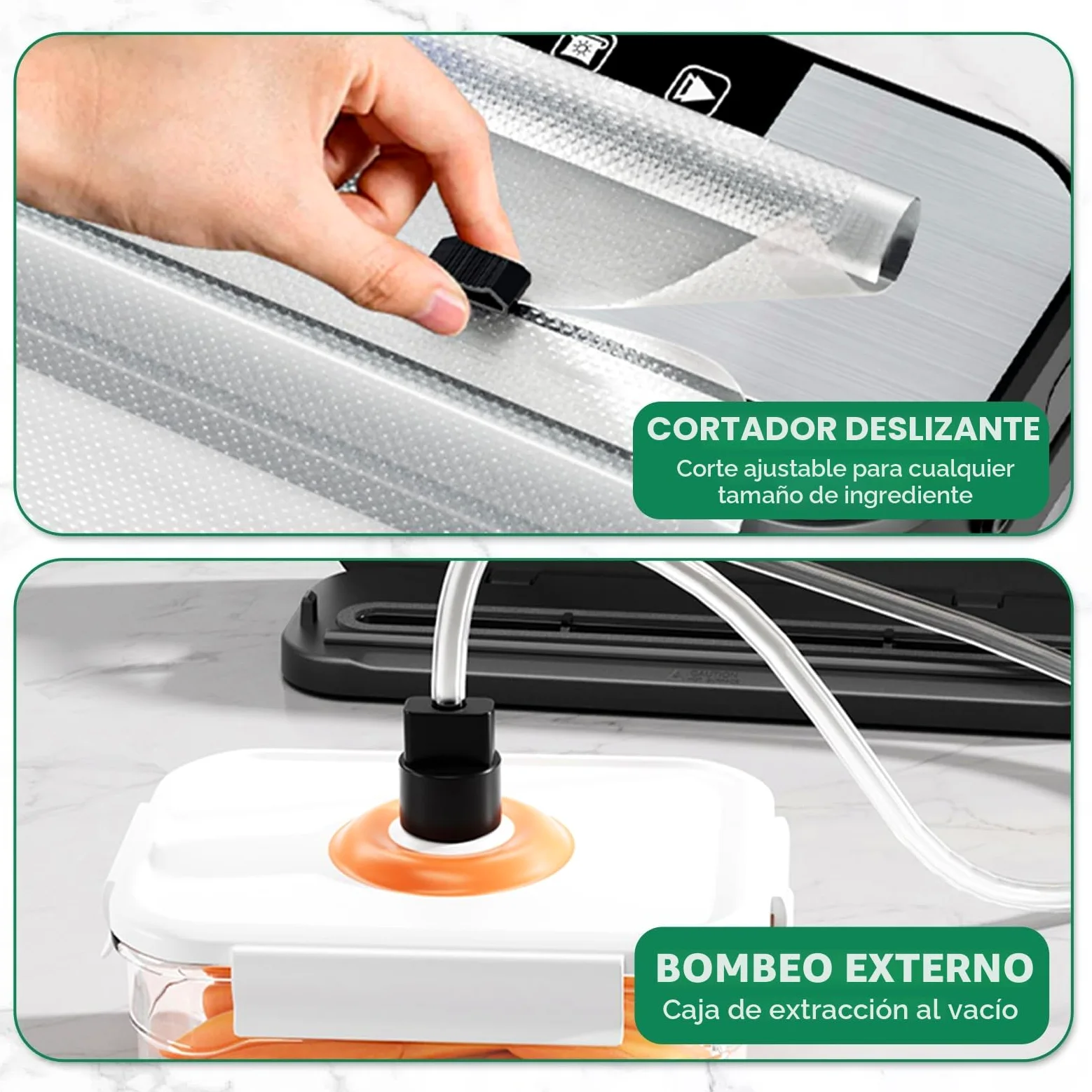 Envasadora al vacío 6 en 1 profesional para alimentos, con 50 bolsas de envasado al vacío y 1 manguera para recipiente al vacío, dispositivo de sellado automático de 75 Kpa con cortador y cuenta atrás