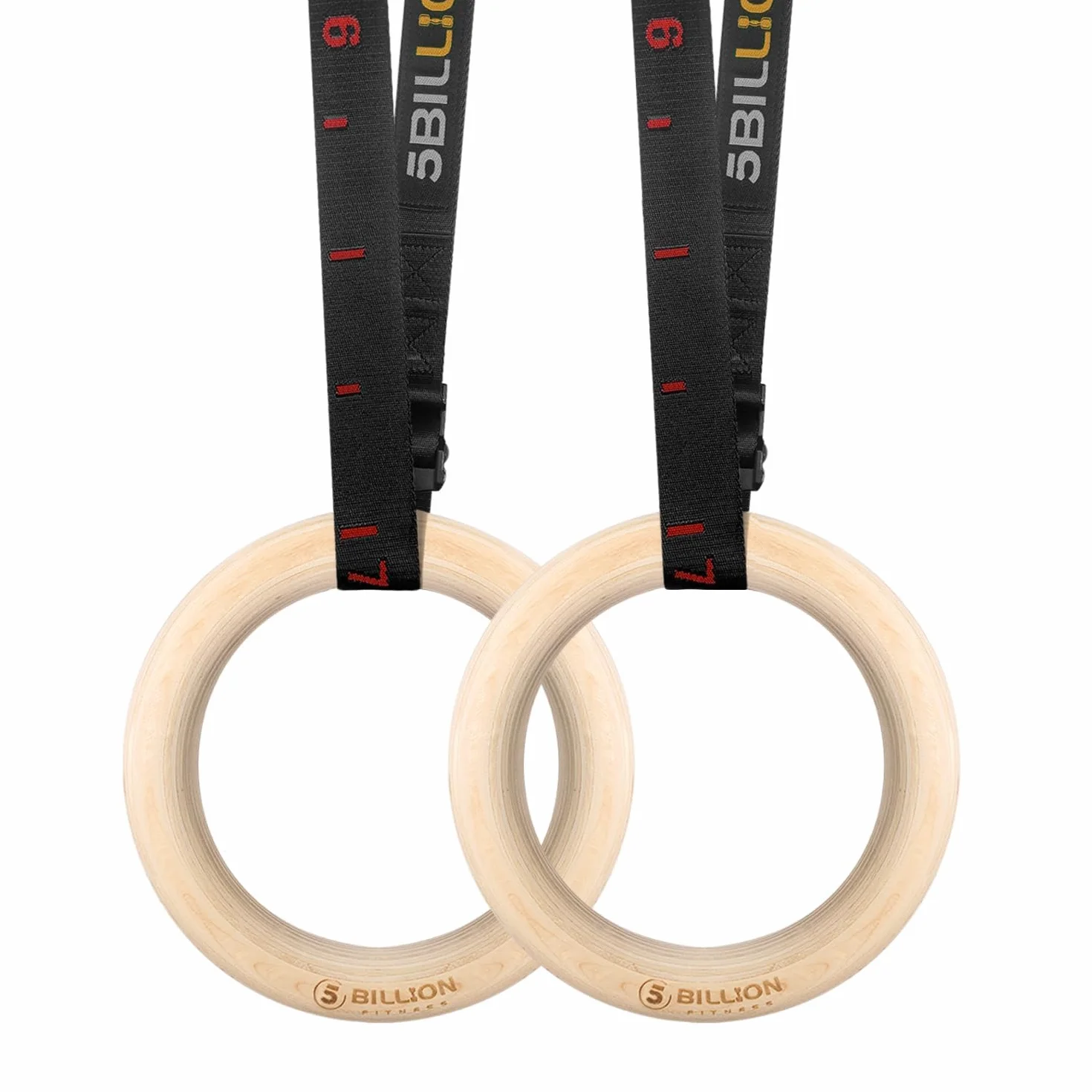 Anillos de Gimnasia de Madera Olímpicos con Hebillas Ajustables - Entrenamiento de Fuerza