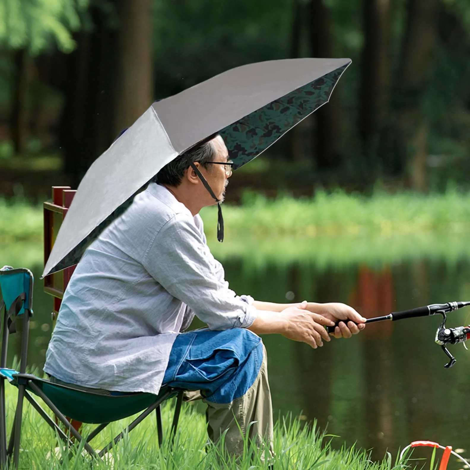 Sombrero paraguas plegable protección UV impermeable ajustable para hombre mujer pesca camping