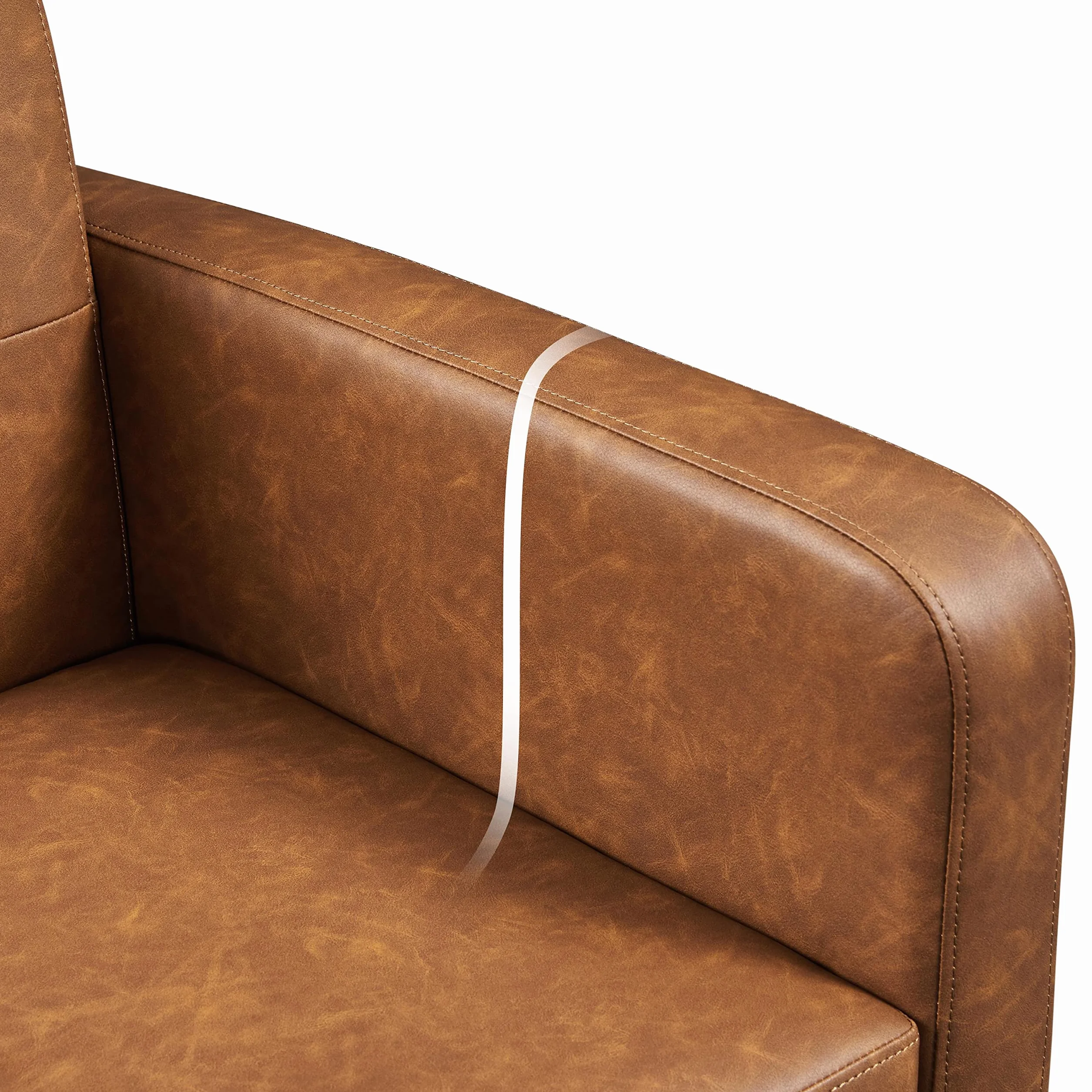 Yaheetech Butaca de Salón Sillón Lectura Tapizada en PU con Respaldo Alto y Patas de Madera de Caucho Sillón Relax Moderno para Salón Dormitorio o Balcón Carga 136 kg Marrón