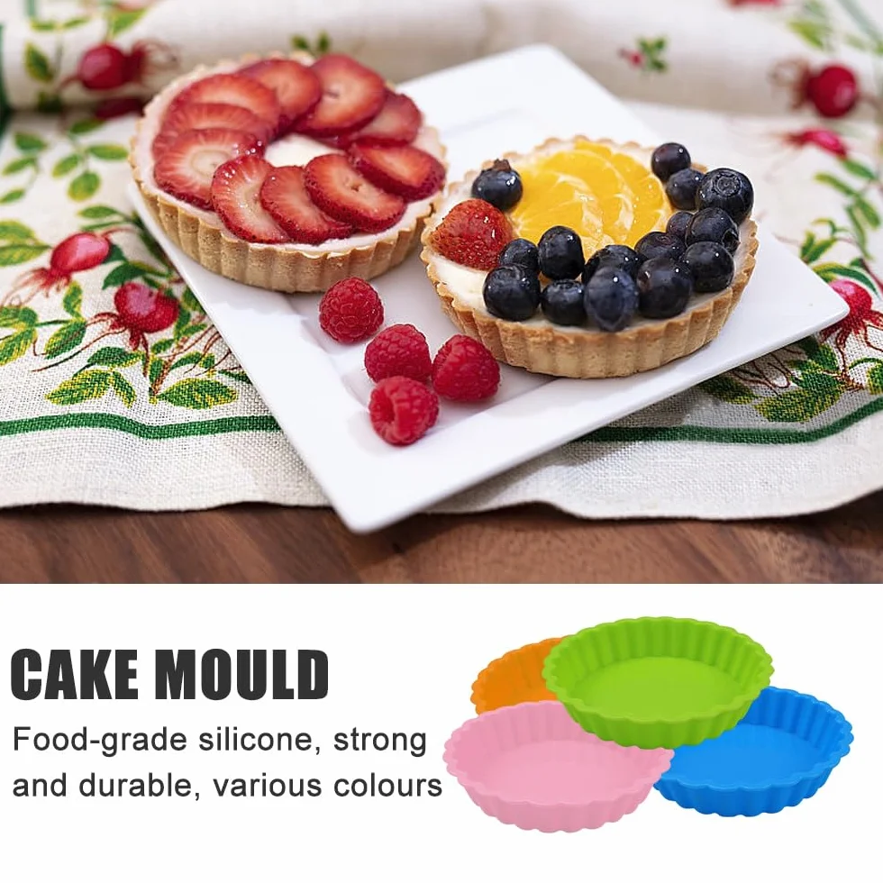 12 Piezas Molde Quiche y Tarta de Silicona Antiadherente - Moldes Tartaletas para Muffin, Tarta Dulce y Pastelería