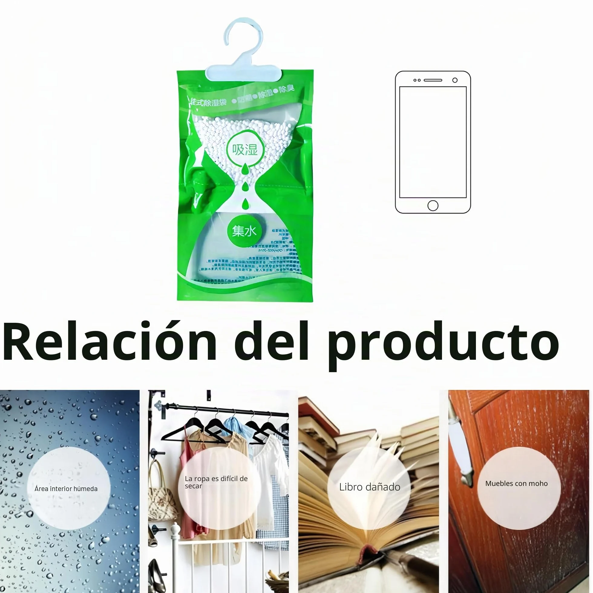 12 bolsas de deshumidificación para armario, deshumidificador, bolsa de desecante, para colgar, para armario, bolsa de deshumidificación