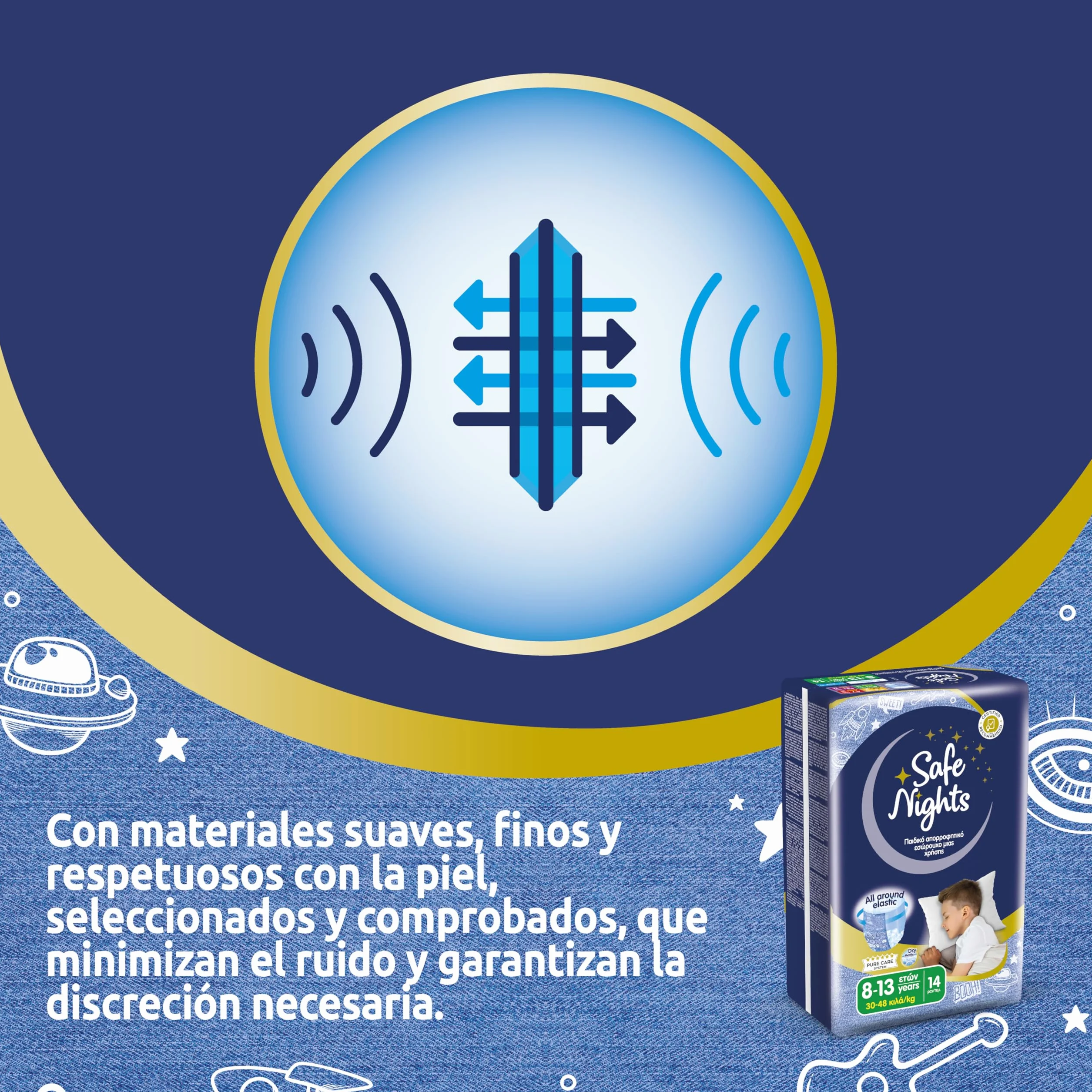 Babylino Safe Nights Boy Pañal Nocturno Absorbente 30-48 kg 14 Unidades