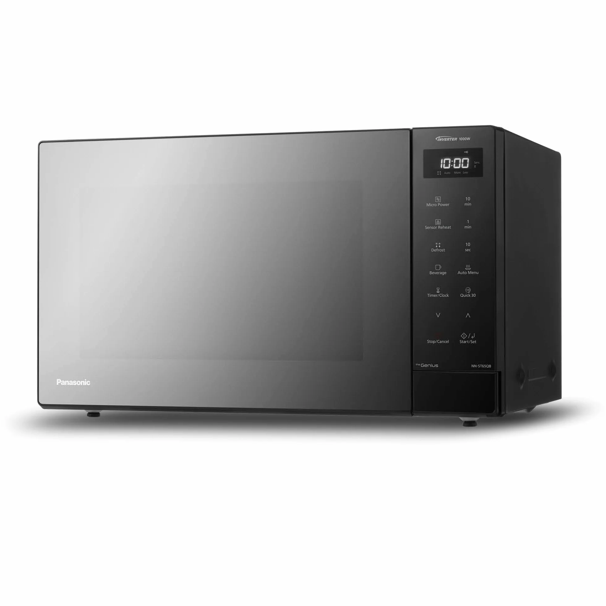 Panasonic NN-ST65QBEPG Microondas Solo Inverter 32L, 1000 Vatios Potencia, Tecnología Genius Sensor, 20 Programas Auto, Función Quick 30, Control Táctil, Plato Giratorio Grande, Negro