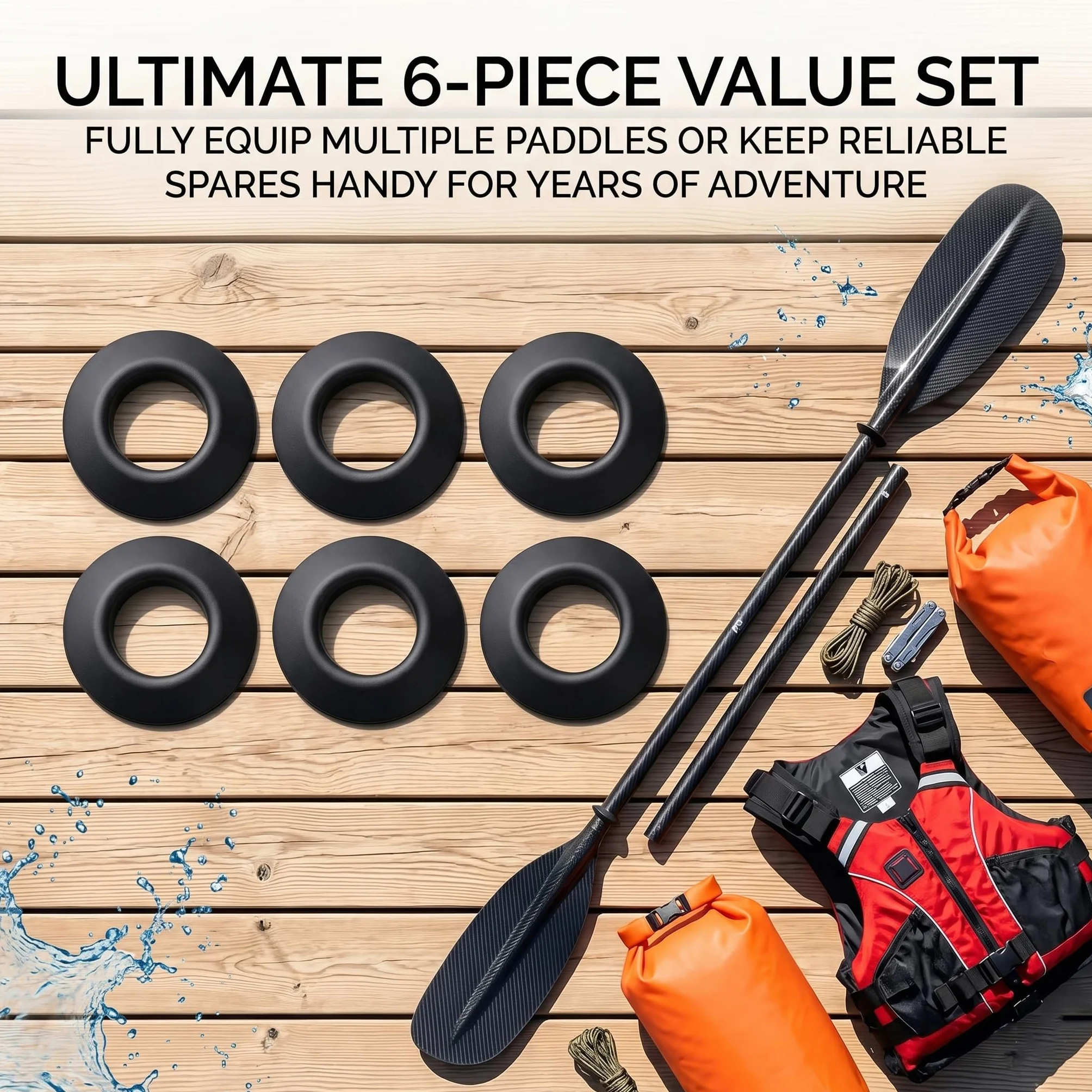 Anillos de goteo para kayak universal goma negro