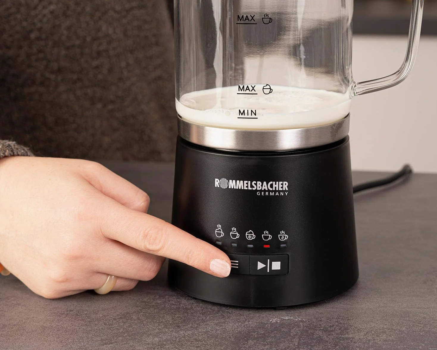 Rommelsbacher Milk Frother 500ml stainless steel black Schwarz MS 625 (MS 625)