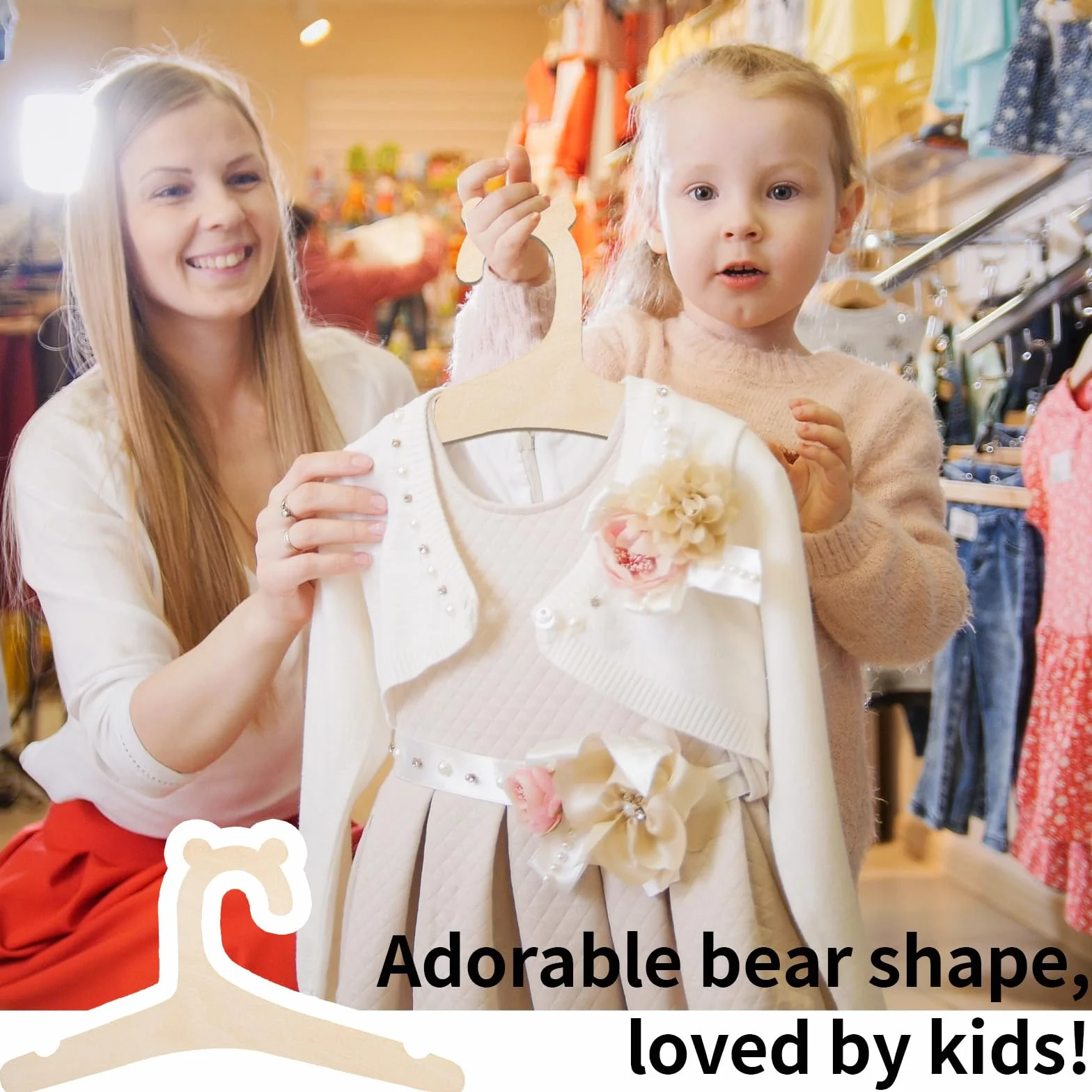 Percha Creativa de Madera para Ropa de Niños, Bebé y Muñecas - 20 Piezas
