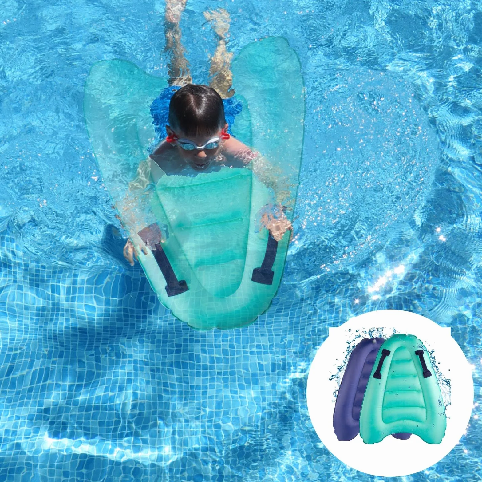 Bodyboard Hinchable Portátil 70x60x15cm para Niños y Adultos Playa Piscina Surf