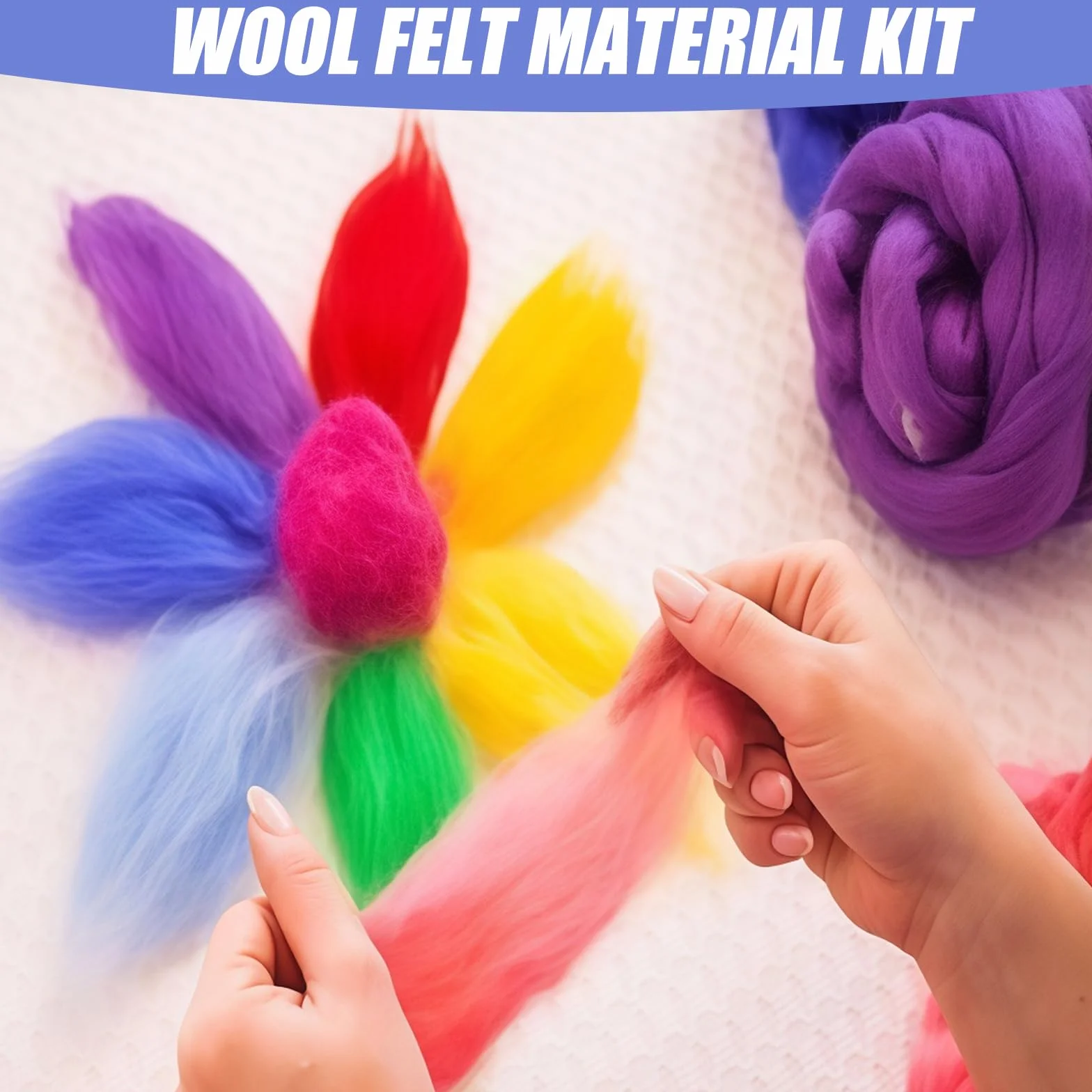 GOMETY Lana de fieltro de 100 colores, juego de 300 g, 100 × 3 g, lana de cuento de hadas de lana de oveja, lana merino premium para fieltro húmedo y seco, lana de fieltro de aguja multicolor para